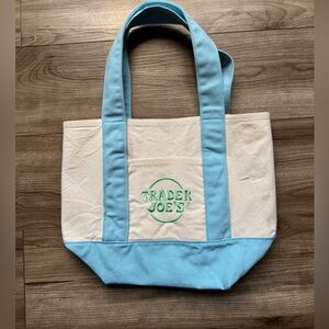 Trader Joe's Pastel Mini Canvas Tote Bag 2025 LIMITED EDITION Blue